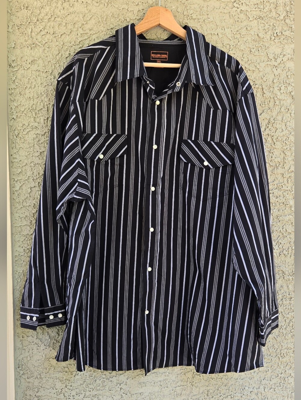 Bpulder Creek Men's Black Stripe Button-Up Shirt - Classic Long Sleeve